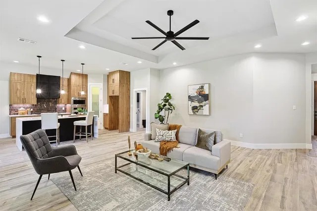 a living room with furniture