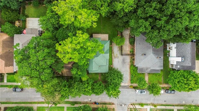 an aerial view of a house