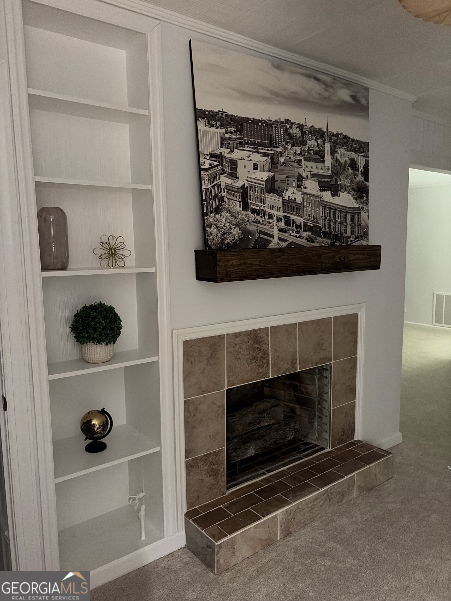 433 Pinecrest Road Macon, GA 31204 - Photo 10 of 38 a living room with a fireplace and a walk in closet