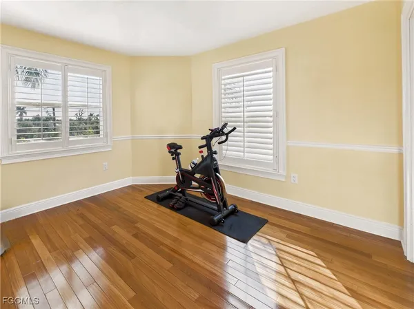 a view of a room with gym equipment