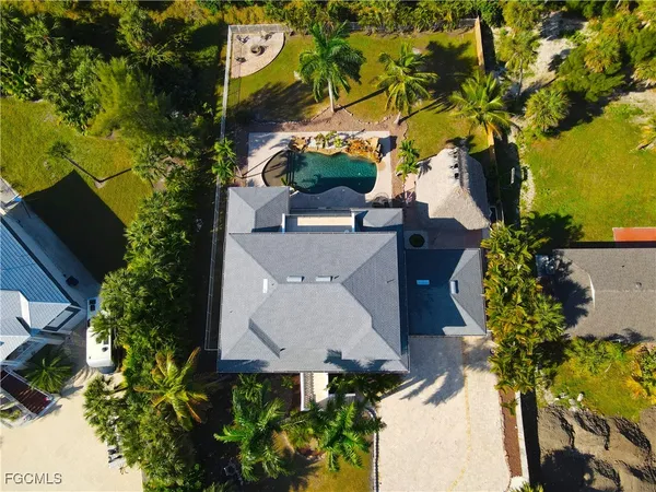 an aerial view of a residential houses