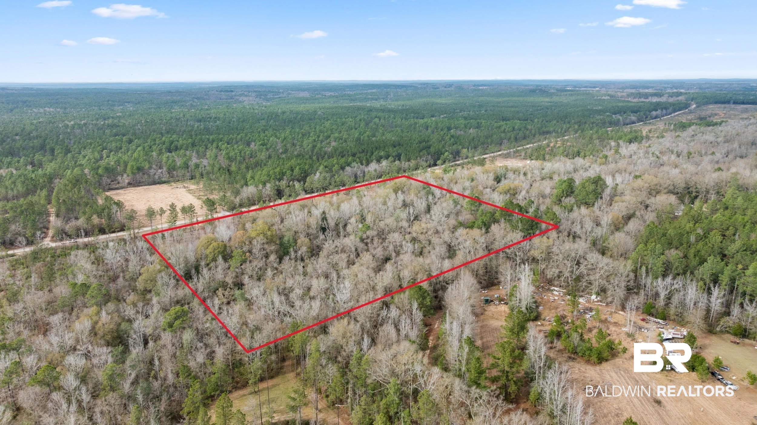 0 Lottie Road Atmore, AL 36502 - Photo 3 of 17 Aerial view of property's location with property boundaries highlighted