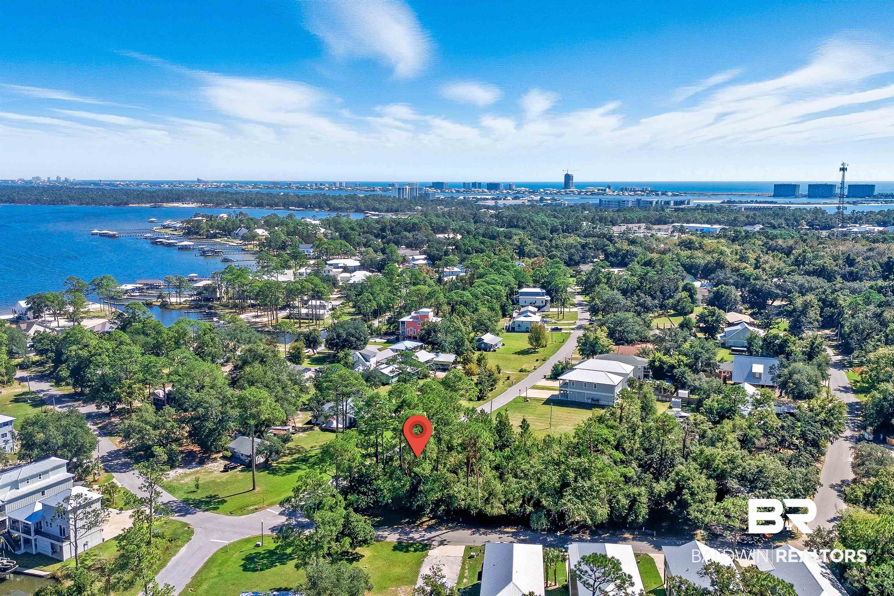 5310 Pine Road Orange Beach, AL 36561 - Photo 2 of 46 Aerial view of property's location featuring a large body of water