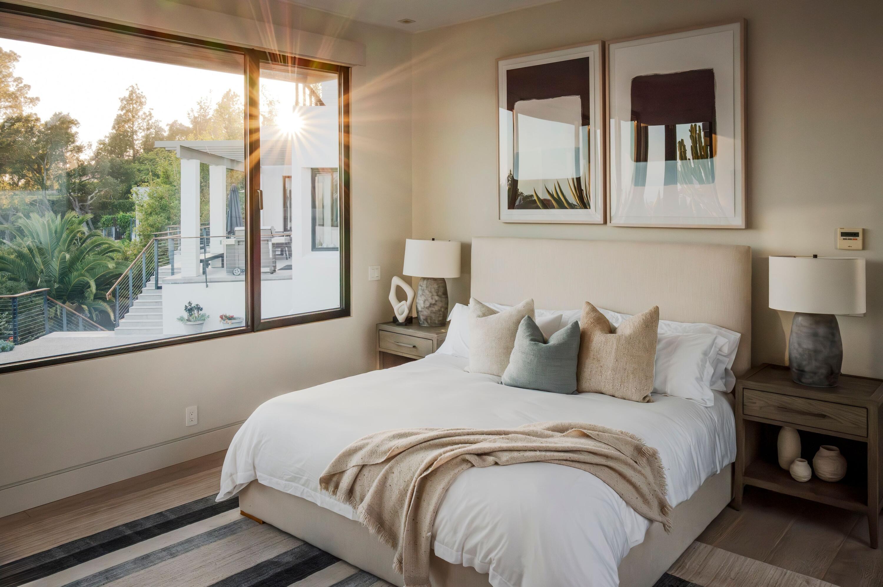 1131 Las Alturas Road, Unit A Santa Barbara, CA 93103 - Photo 21 of 47 20. Primary Bedroom with Hex Mirrors and