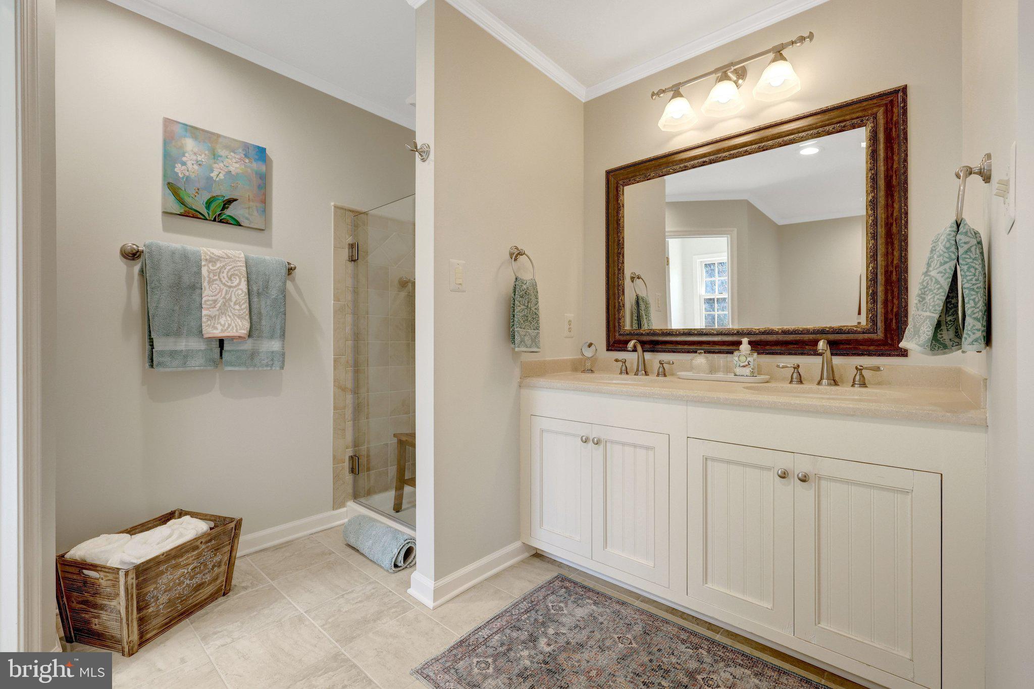 21039 Barcroft Way Sterling, VA 20164 - Photo 36 of 63 a bathroom with a double vanity sink and a mirror
