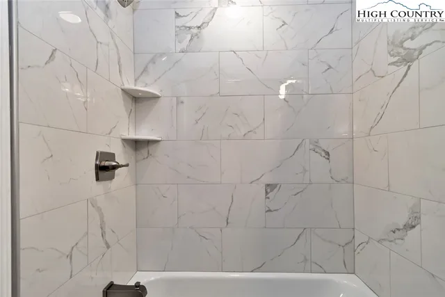 a bathroom with a bathtub