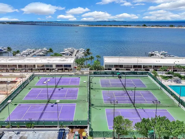 a building view with a swimming pool and outdoor space