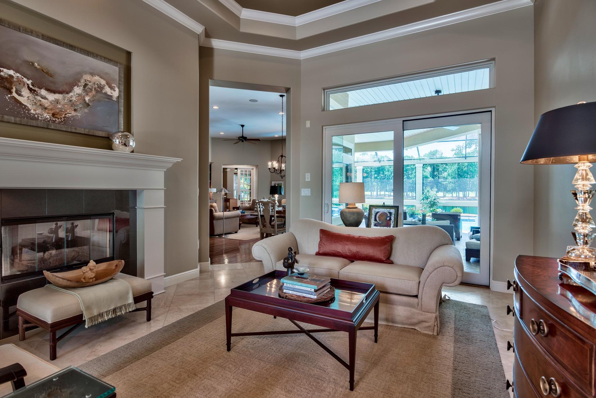 2914 Pine Valley Road Miramar Beach, FL 32550 - Photo 8 of 42 a living room with furniture and a fireplace