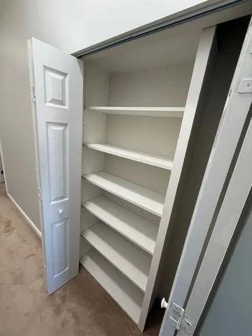 a view of an empty walk in closet
