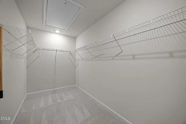 a view of a room with racks on the wall