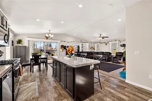 a view of a dining area with furniture