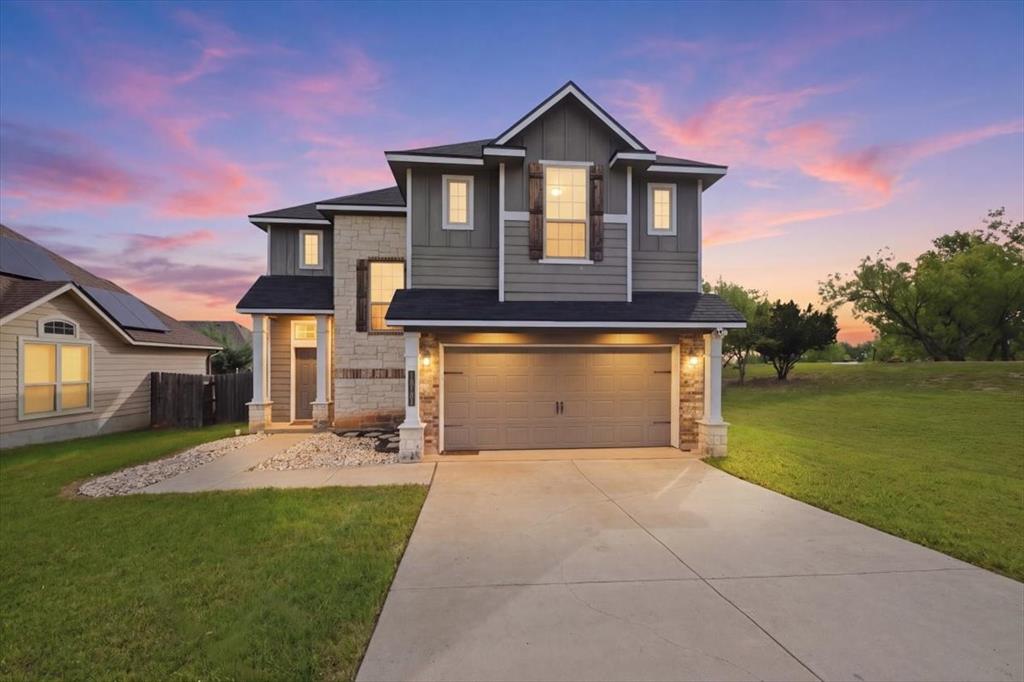 Twilight view of front of home