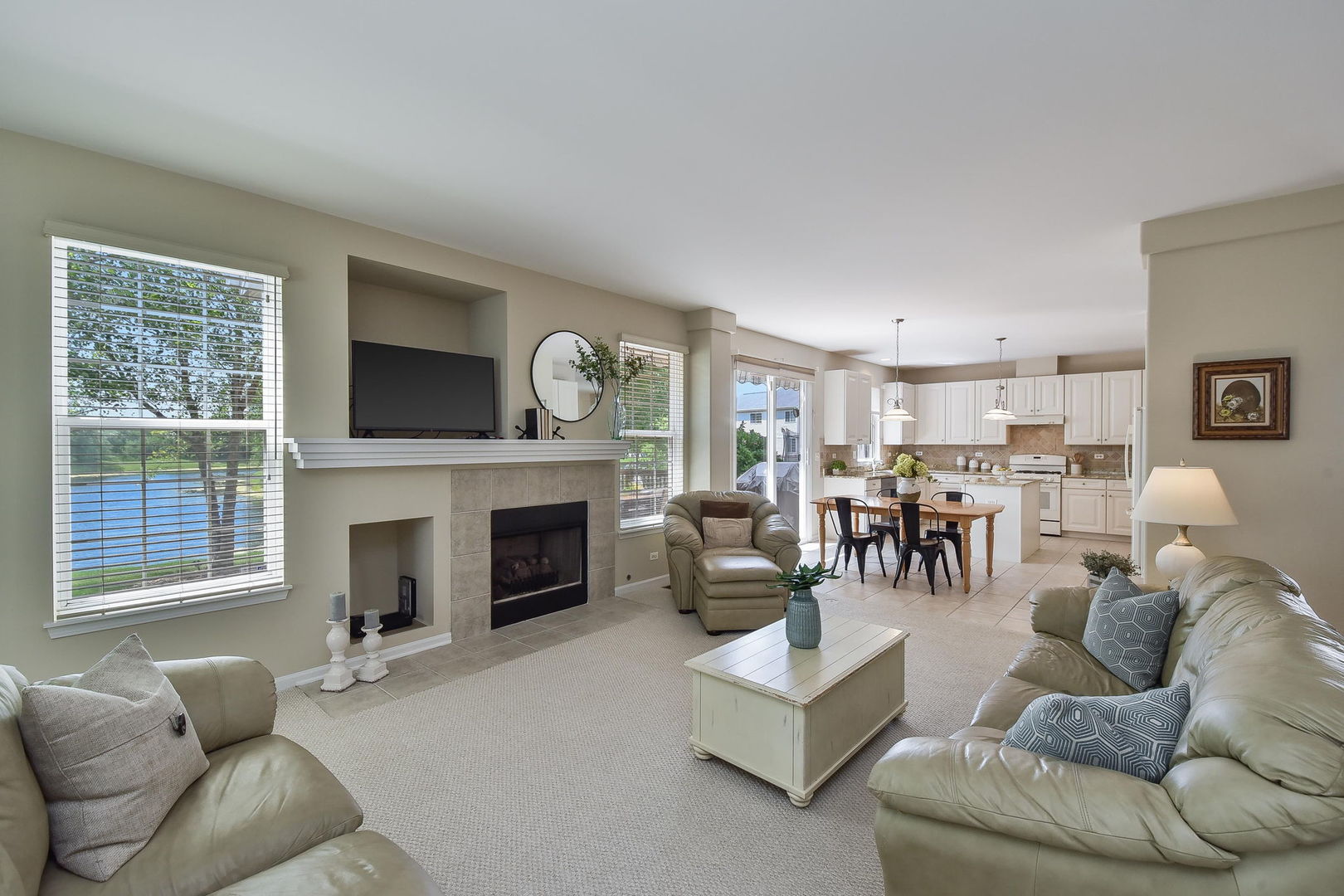 1699 Montclair Drive Elgin, IL 60123 - Photo 6 of 30 a living room with furniture a fireplace and a flat screen tv