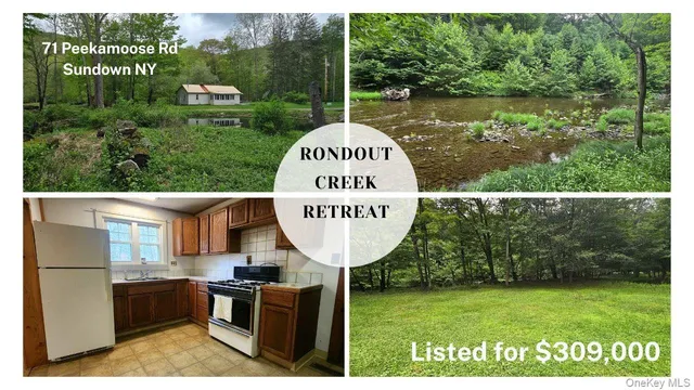 a view of a back yard with a table and a fireplace