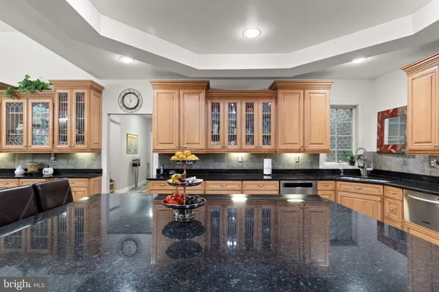 a kitchen with lots of counter top space