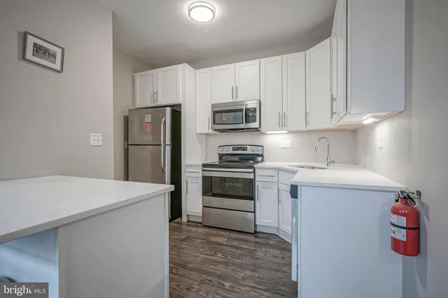 a kitchen with a sink a stove and refrigerator
