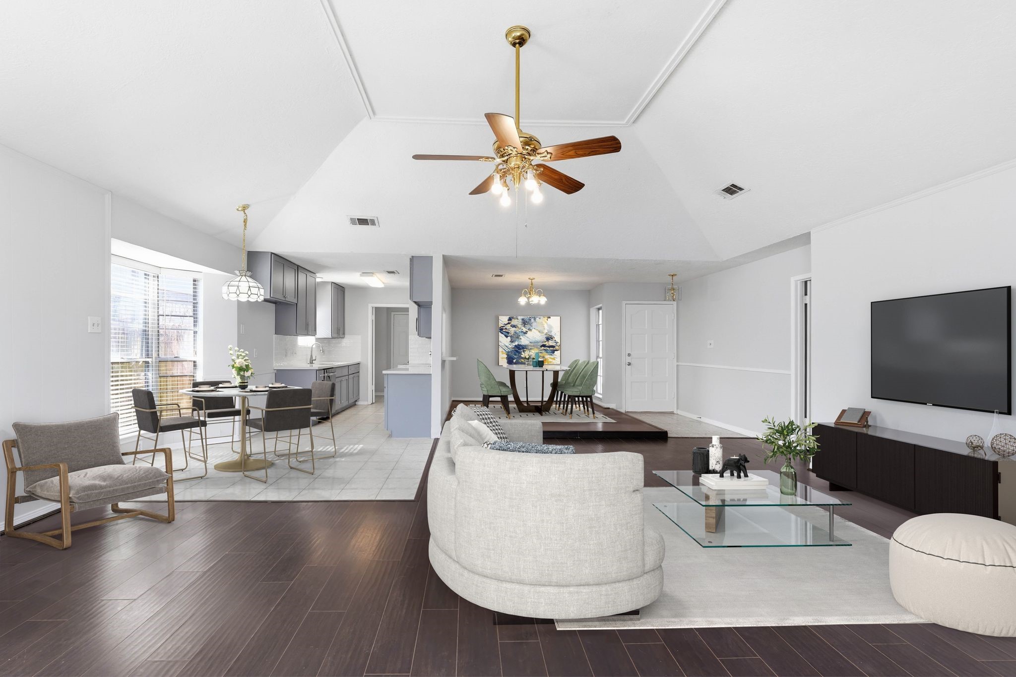 6807 Falling Waters Drive Spring, TX 77379 - Photo 8 of 22 a living room with fireplace furniture and a flat screen tv
