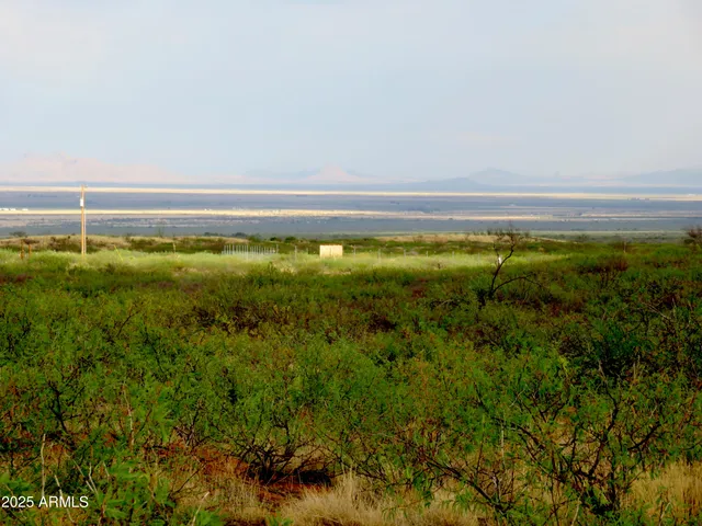 a view of a field with an ocean