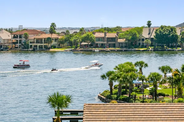 a view of a lake with houses