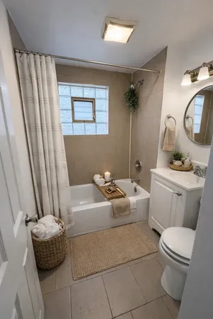 a bedroom with a bed and furniture