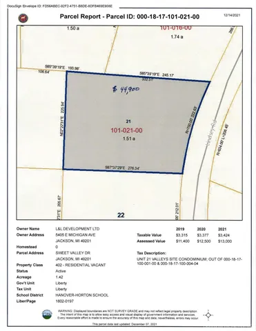 $44,900 | 0 Lindsey Drive, Unit 21, Jackson, MI 49201