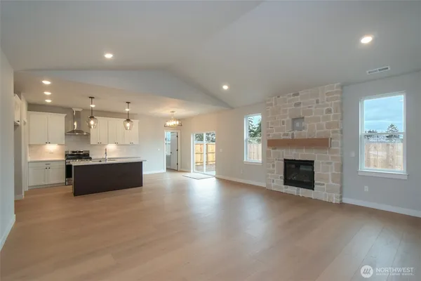 a large living room with a large window