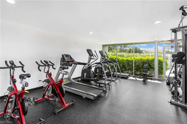 a view of a room with gym equipment