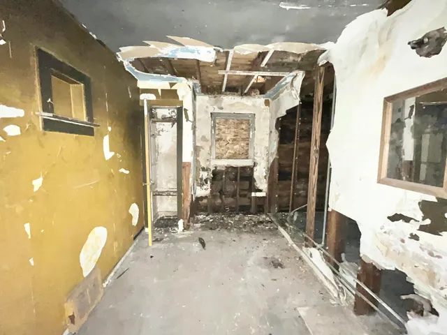 a view of a room with a chandelier