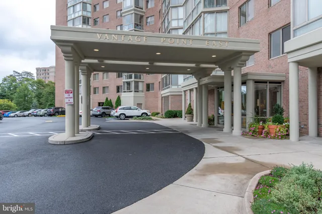 a view of a building with a patio