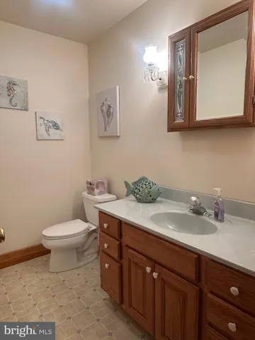 a bathroom with a toilet a sink and mirror