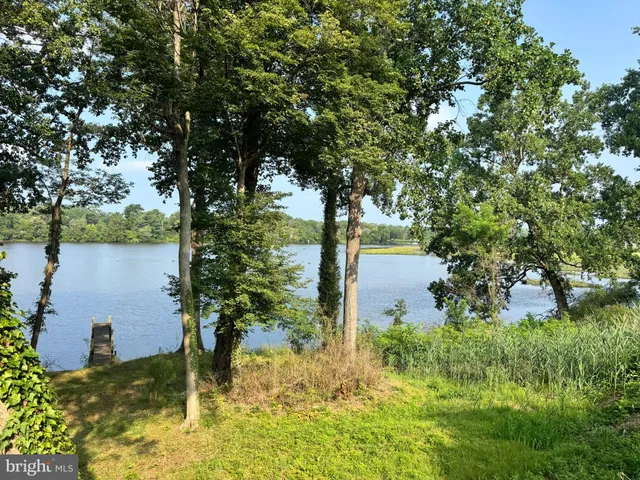 a yard with lake view