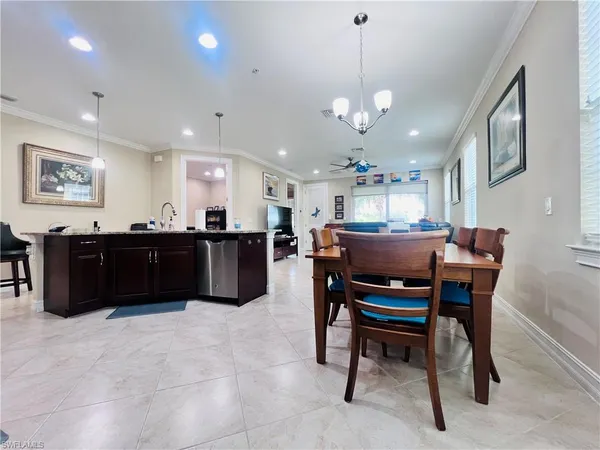 a view of a dining room and livingroom