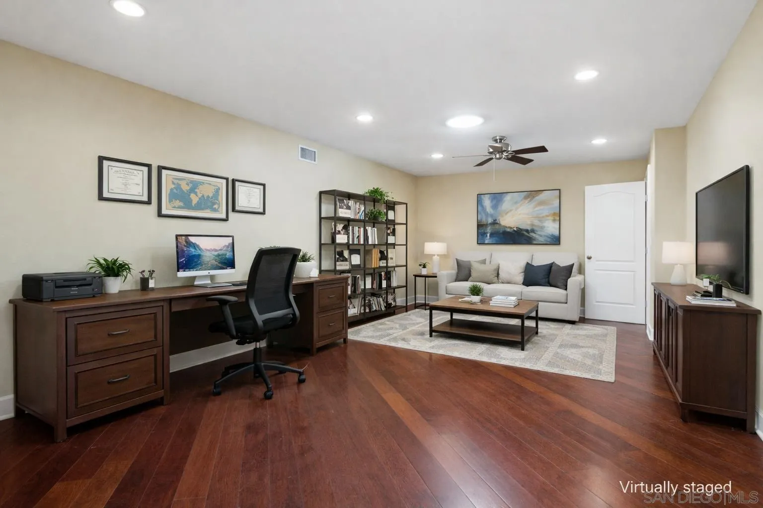12858 Stone Canyon Road Poway, CA 92064 - Photo 18 of 57 Digitally Altered to add furniture. There are two access doors to the room from foyer or kitchen. This room does have recessed lighting and two natural light solatubes