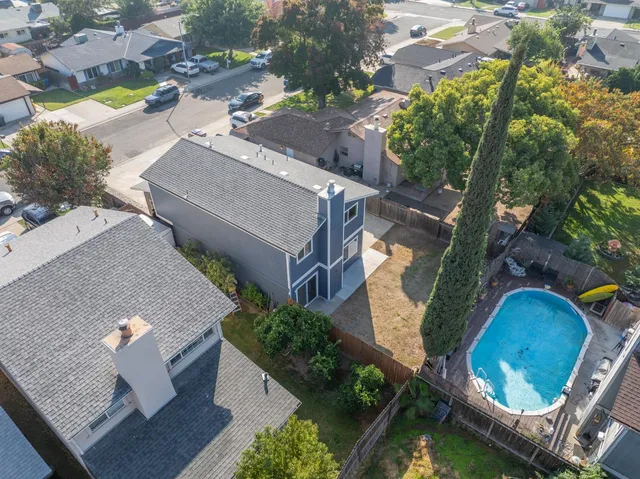 an aerial view of a house