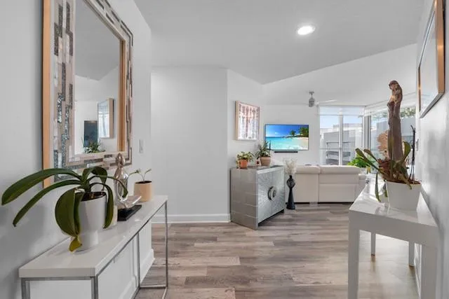 a view of a city with tall buildings