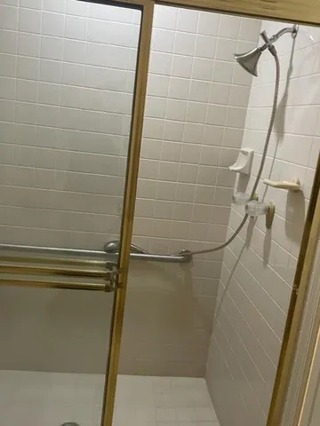a bathroom with a shower