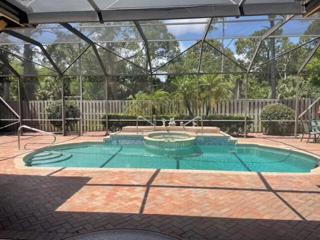 a garden view with a playing court