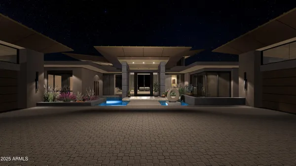 a view of a patio with table and chairs and potted plants