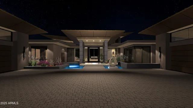 a view of a patio with table and chairs and potted plants