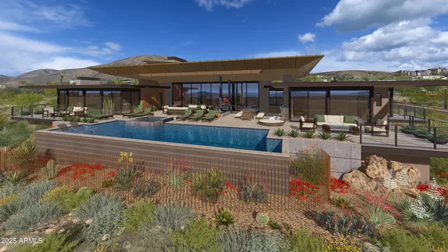 a view of a swimming pool with a patio