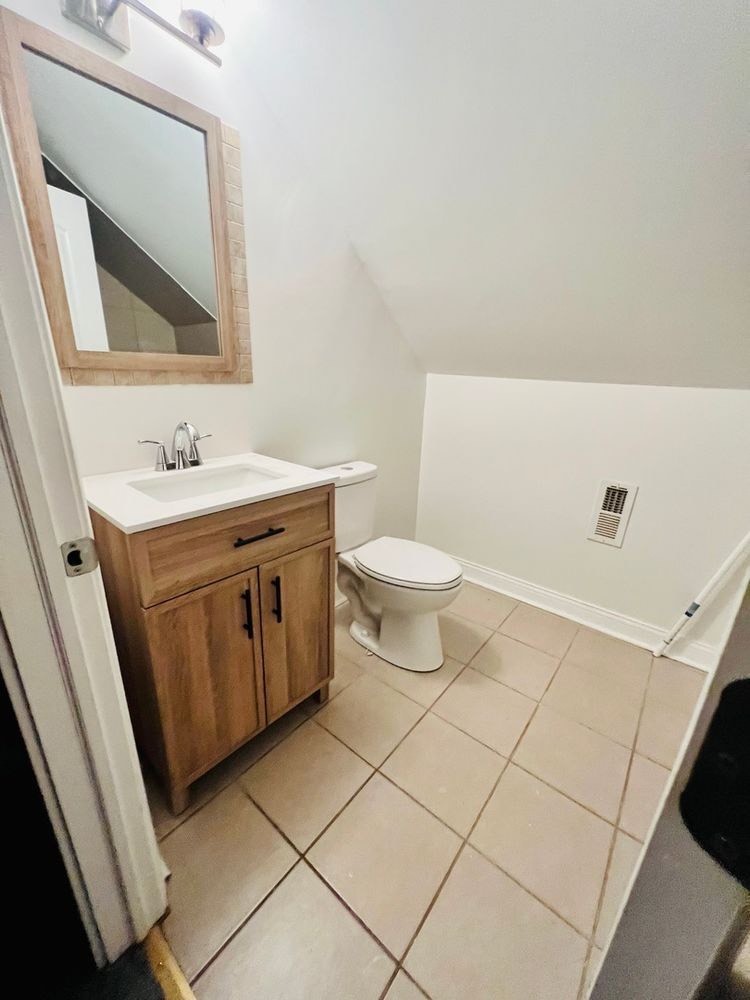7433 South Perry Avenue Chicago, IL 60621 - Photo 11 of 14 a bathroom with a toilet a sink and a mirror