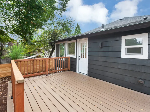 a view of a wooden deck