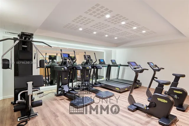 a view of a room with gym equipment