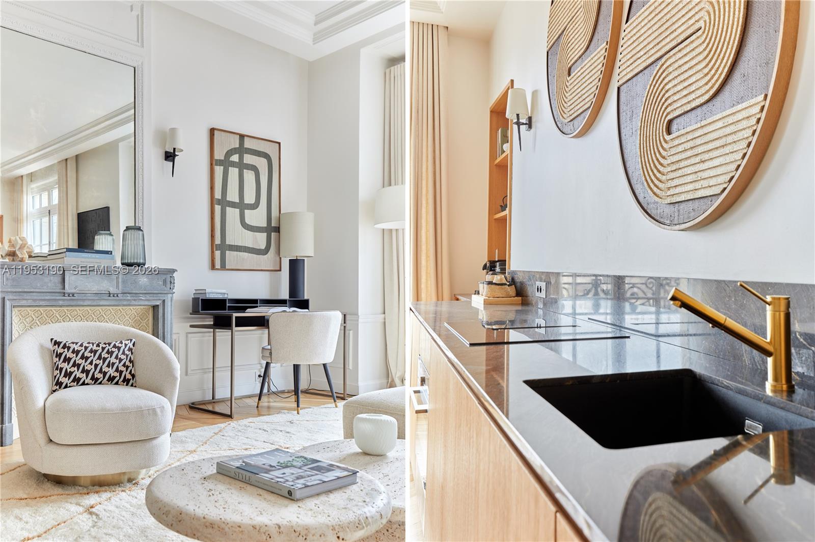 11 Rue Saint-Dominique, Unit SDO 403 Carrollton, IDF 75007 - Photo 40 of 40 a living room with furniture and a mirror