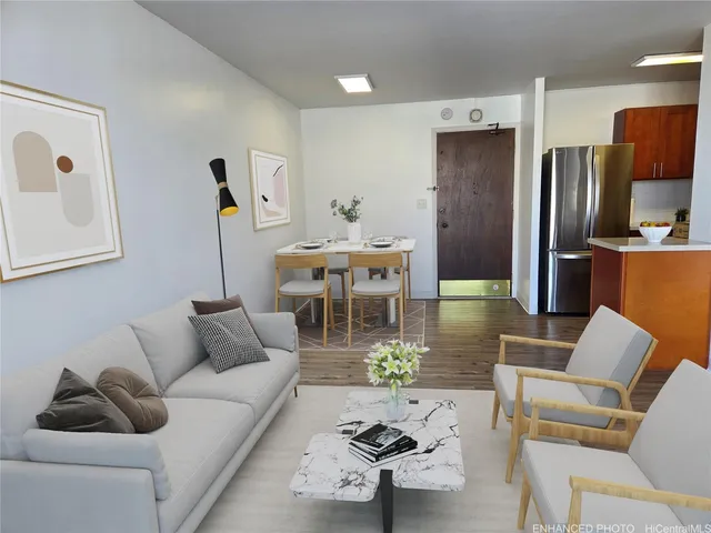 a living room with furniture