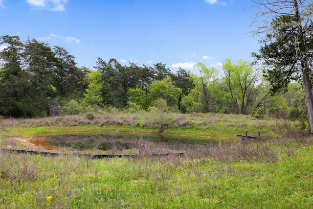 a yard with lake view