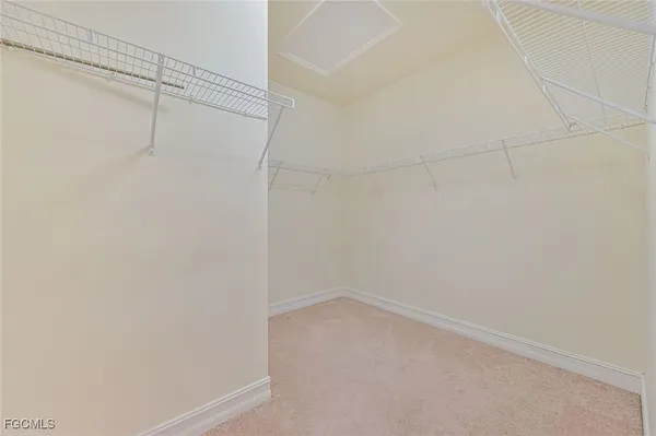 a view of a room with racks on the wall