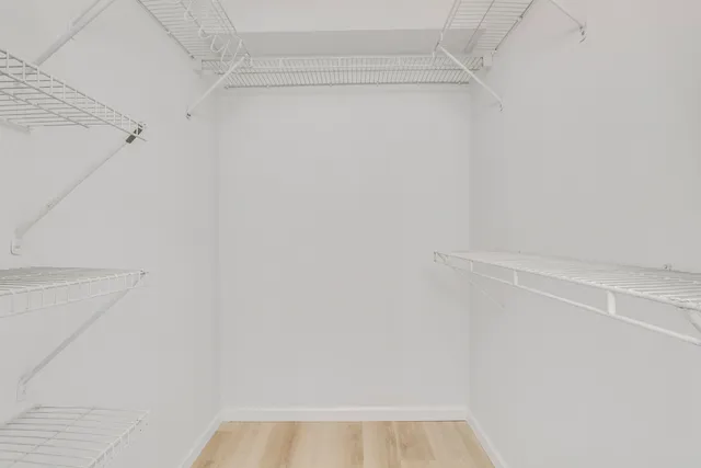 a view of small space with racks on the wall