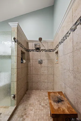 a bathroom with a shower