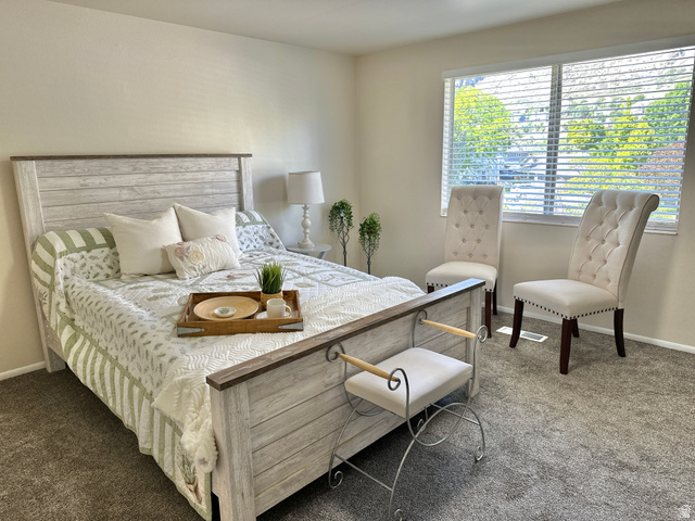 624 East Cutler Springville, UT 84663 - Photo 13 of 24 Upstairs Spacious bedroom #1 featuring neutral-toned walls and plush grayish brown carpeting and mountain views
